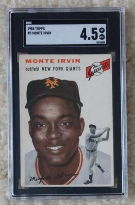 1954 Topps #3 - MONTE IRVIN (HOF) - N.Y. GIANTS - SGC 4.5 VG-EX+ *Negro Leaguer* - Image 1 of 3