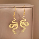 Boucles d'oreille pendante femme acier inoxydable doré Serpent XL 440