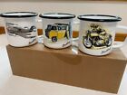 Breitling Enamel Mug  3 cup one of each Car Airplane Motorcycle Boxed 1884