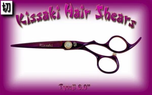 Tijeras de corte de pelo profesionales Kissaki 6,0" Tyouji púrpura titanio tijeras de pelo de salón - Imagen 1 de 2