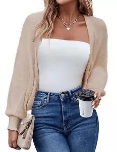 Women's Shrugs Long Batwing Sleeve Bolero Knitted Cropped Open Front Casual E... - Picture 1 of 4
