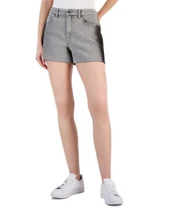 I.n.c. Women's High Rise Frayed Hem Denim Shorts, Grey Wash Sz-16/33 - Picture 1 of 8