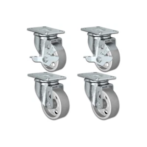 5" X 1.25" Steel Wheel Caster Set of 4 - 2 Locking Swivel & 2 Swivel Casters - Picture 1 of 2