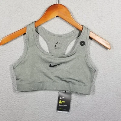 Sutiã esportivo sem fio Nike S Pro Classic Swoosh controle médio ardósia novo com etiquetas 375833 - Imagem 1 de 4