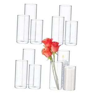 12 Pcs Glass Cylinder Vases Clear Flowers Vase Decorative 6,8,10 Inch Floating - Picture 1 of 7