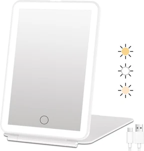 Rechargeable Travel Makeup Mirror with 72 Led Lights, Portable Lighted Beauty Mi - Picture 1 of 12
