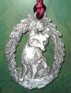 Seagull Pewter Fox in Wreath Ornament NEW - Picture 1 of 2