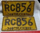 * RARE - MATCHED PAIR - 1934 - PA Pennsylvania LICENSE PLATES - # RC856 - TRUCK