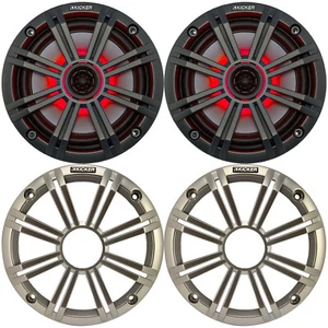 2x Kicker OEM Replacement 6.5" Coaxial LED Speakers w/ Charcoal, Silver Grilles - Picture 1 of 5