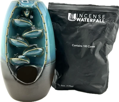 Incense Burner Waterfall Backflow Smoke Censer Ceramic With 73 Incense Cones - Image 1 of 4