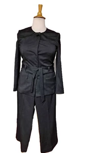 JOHN MEYER OF Norwich Gray 2-Pc Belted Jacket Pant Suit-14 - Picture 1 of 2