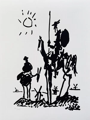 Pablo Picasso DON QUIJOTE Edición Limitada Facsímil Firmado Giclee 16" x 12" Foto 1 de 4