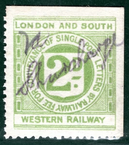 GB L&SWR Railway Letter Stamp 2d SURCHARGED London & South Western GR2WHITE78 - Picture 1 of 6