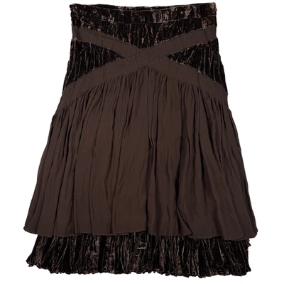 Alberto Makali Velvet Midi Skirt 14 Chocolate Brown Whimisgoth Pettiskirt VTG - Image 1 of 4