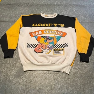 Vintage Disney Goofy’s Taxi Cab Service Colorblock Sweatshirt Mens XL USA 90s - Picture 1 of 13