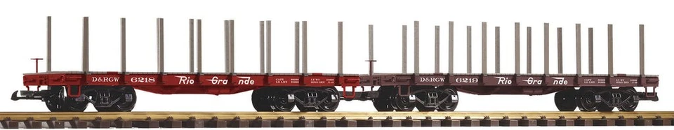 Piko G 38797 D&RGW Flatcar w/Stakes, 2-Pack (G-Scale) - Image 1 of 1