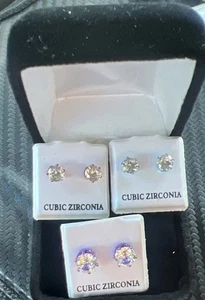 Juego de 3 pendientes de circonita cúbica, - Imagen 1 de 6