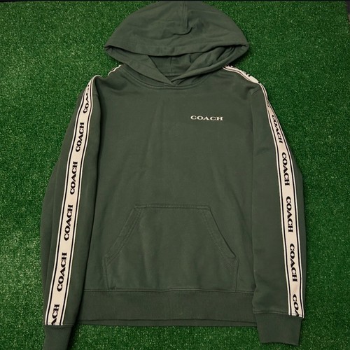 Coach Essential Felpa con Cappuccio Giacca Spell Out Logo Uomo Taglia S Verde Autentica