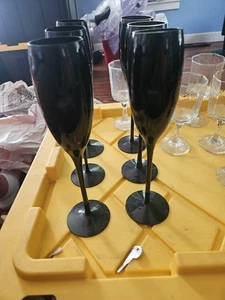 Mikasa Crystal Black Art Glass Elegance Long Stem Champagne Flutes 9”, 2 In Set - Picture 1 of 13