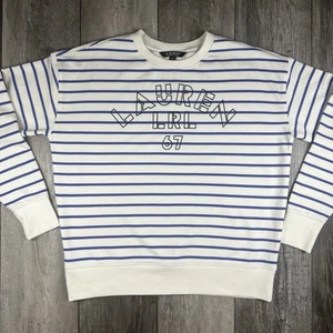 Women’s Lauren Ralph Lauren Striped French Terry Pullover Logo Spell Out Size S - Picture 1 of 9