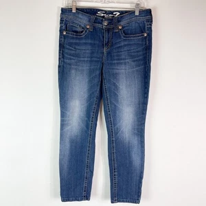 Pantalones de mezclilla ajustados 7 Seven For All Mankind nuevos sin etiquetas para mujer azules con bolsillos decorativos 10 - Imagen 1 de 4