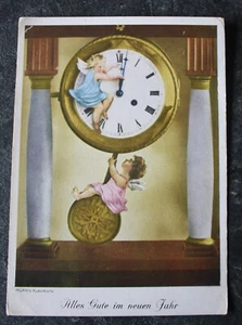 AK Alles Gute im neuen Jahr, Engel, Uhr, Feldpost 1940, Horn's Kunstkarte - Bild 1 von 2