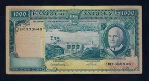 Portugal Angola 1000 Escudos 1962 P-96 rare date , note similar to P-98 - Picture 1 of 2