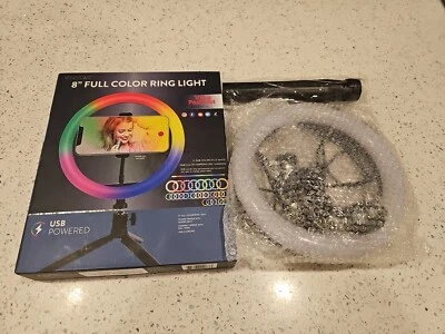 Vivitar USB 8" Espectro Completo Color Anillo Luz con Base de Teléfono y Trípode OB Foto 1 de 2