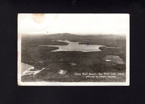 Big Wolf Lake, NY anni '50 foto reale veduta aerea Little Wolf Beach - Foto 1 di 2