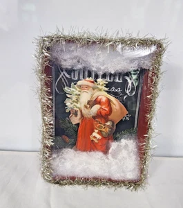 Schattenkasten Diorama mit Leucht alte Welt Vater Weihnachtsmann Silber Girlande Borte - Bild 1 von 9