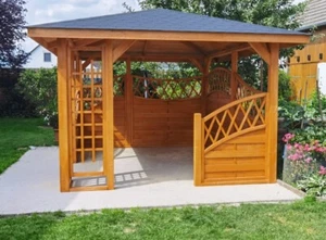 Pavillon Holzpavillon Gartenhaus Überdachung Gartenpavillon 300x300 350x350 [2] - Bild 1 von 11