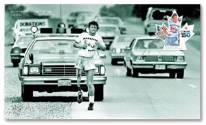 TERRY FOX MARATHON OF HOPE = CANADA 150TH Maple leaf shape stamp FDC, OFDC 2017 - Picture 1 of 1