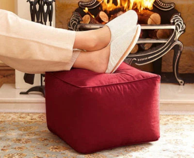FILLED BEAN CUBE FOOTSTOOL Footrest Pouffe BeanBag KID'S SEATING Faux Suede - Image 1 of 2