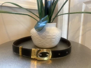 GUCCI  Vintage Reversible black and brown Leather Women Belt - Picture 1 of 9
