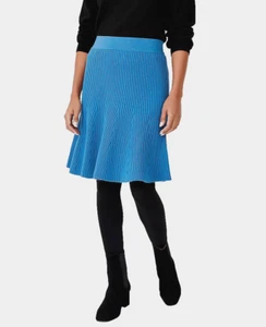 Ann Taylor Womens Blue Ribbed Flare Casual Skirt Small Petites - Picture 1 of 8