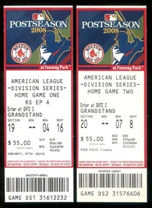 2008 ALDS Games 3 & 4 Boston Red Sox Vs Angels 2 Tickets Walk Off Series Win - Picture 1 of 2