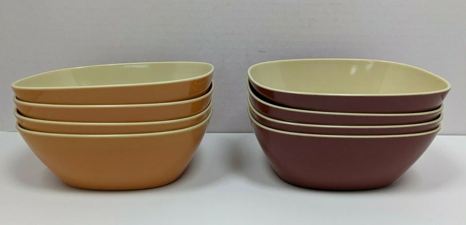 Pier 1 Imports Melamina Rojo Naranja 6.5” Cuencos Juego de 8 Sopa de Cereales Rectangular  Foto 1 de 4