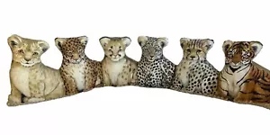 Door Draft Stopper Tiger Cheetah Lion Jaguar Cubs Wild Cats Italian 100% Cotton - Picture 1 of 20