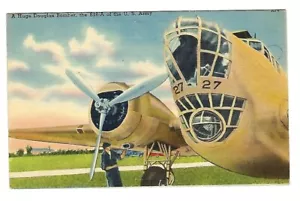 Aviation Postcard WWll Huge Douglas Bomber B18-A Army Military Linen - Picture 1 of 2