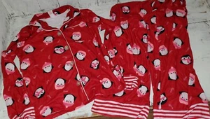 So Red Penguin Winter Pajamas 2 Piece Size 8 *W24 - Picture 1 of 5