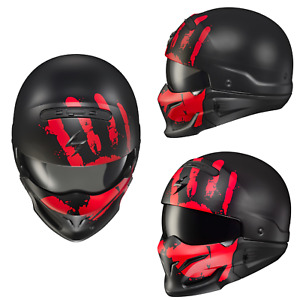 New Scorpion Exo Covert Open Face Uruk Black Red Motorcycle Helmet DOT