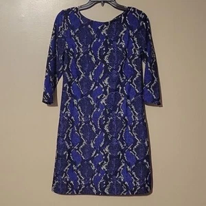 Jude Connally Gr. S dunkelblau weiß Schlangenmuster Glockenärmel Damen Kleid - Bild 1 von 5