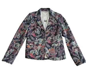 Sundance Matisse Blazer Pique Fabric Abstract Floral Print Sz Small 100% Cotton - Imagen 1 de 15