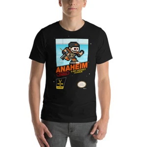 Anaheim Mighty Ducks Hockey Team Jersey 8-bit Vintage Retro NES Nintendo T-Shirt - Picture 1 of 13
