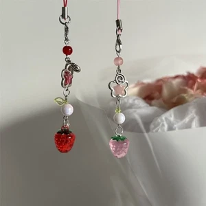 Strawberry Mobile Phone Strap Fruits Phone Charm Rope Mobile Phone Key Chain - Photo 1 sur 14