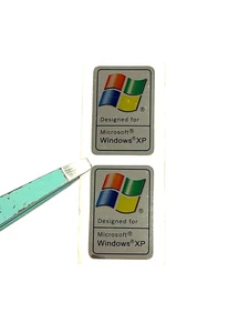2x Designed for Windows XP Laptop/PC Sticker Badge Decal 18mm x 27mm,Shiny - Picture 1 of 2