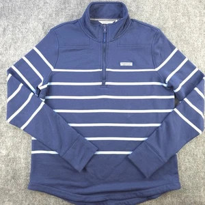 Vineyard Vines Quarter Zip Medium The Shep Shirt Blue Striped Pullover Stretch - Picture 1 of 10