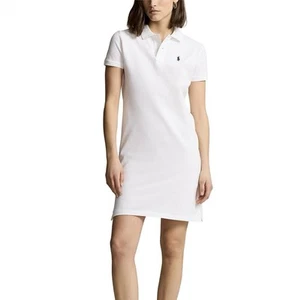 Polo Ralph Lauren Cotton Mesh Polo Dress White Women’s Medium NWT $148 - Picture 1 of 6