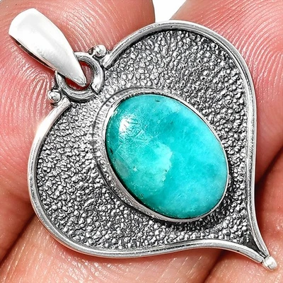 Heart - Natural Paraiba Amazonite 925 Sterling Silver Pendant Jewelry P-1503 - Image 1 of 4
