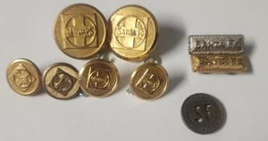 Santa Fe Railroad Uniform Buttons Set 6 Gold Tone & 2 Pins W/ Fast Free Shipping - Picture 1 of 7